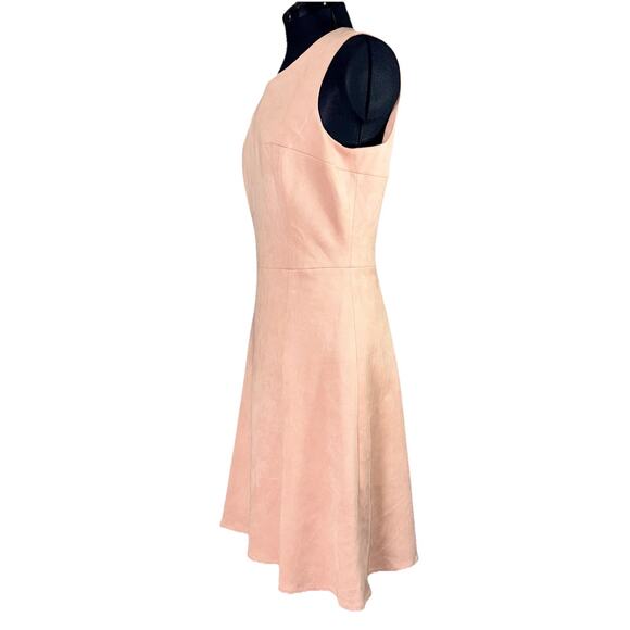 Calvin Klein 10 Pink Faux Suede Sheath Flare Dress Sleeveless Lined Preppy Boho - Picture 2 of 6